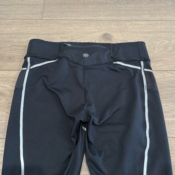 ATHLETA Black Reflective Stride Active Workout Gym Running Leggings Size Medium - Picture 6 of 13
